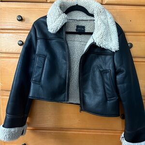 Love Tree Black Teddy Jacket with Cream Lining